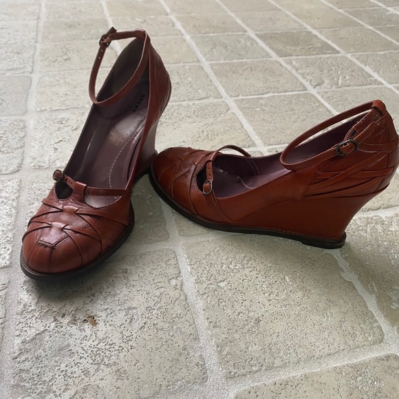 Bronx leather wedge sandals size 10. - Picture 2 of 6